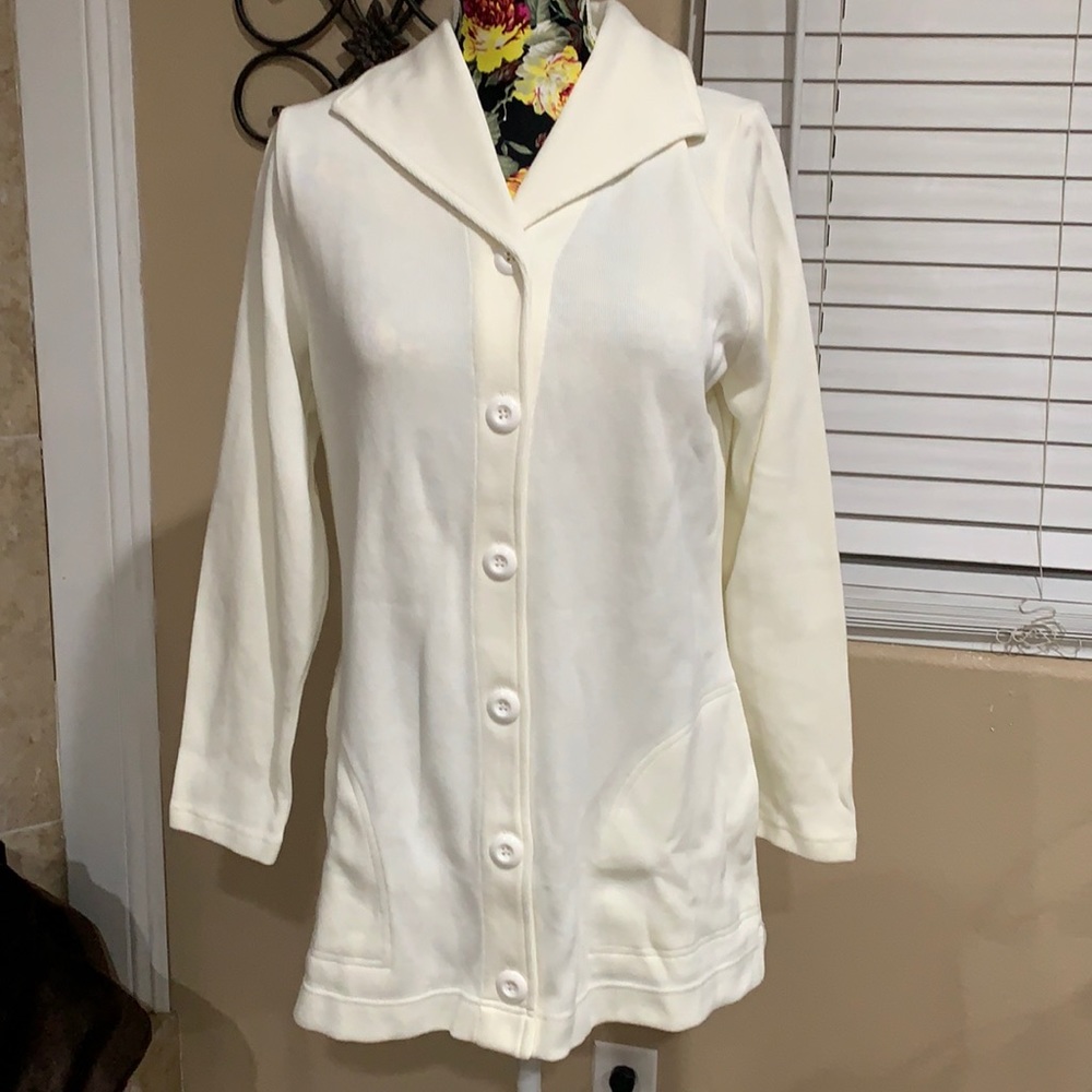 Denim&Co active rib knit  button front long sleeve Jacket